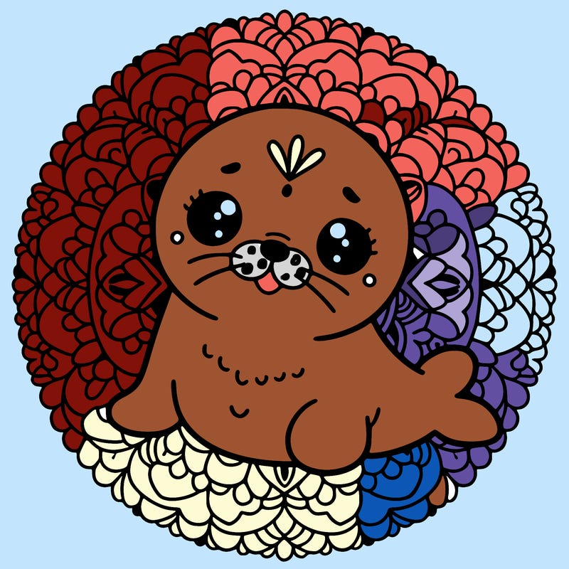 a cute baby seal mandala