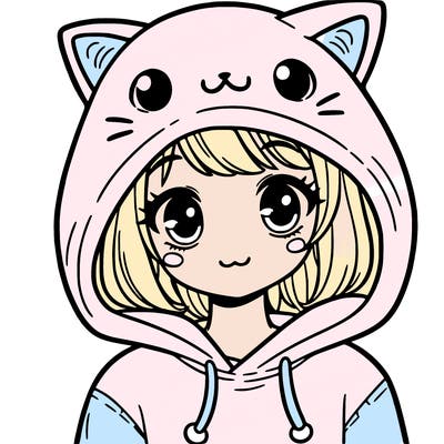 girl in cat hoodie