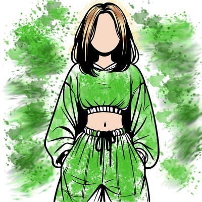 realistic girl faceless with baggy pants and a crop top