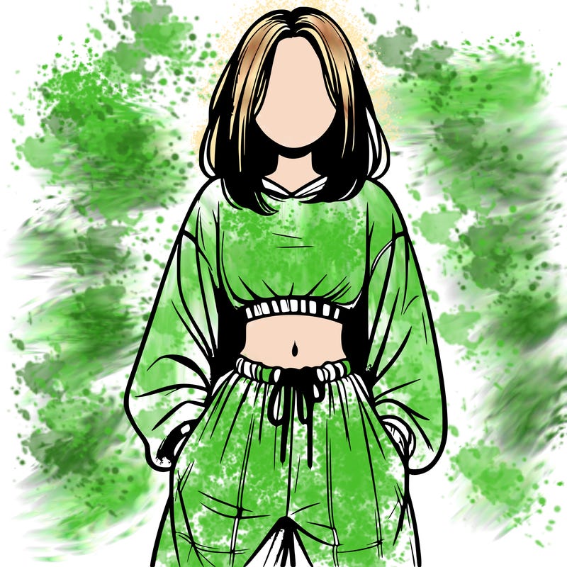 realistic girl faceless with baggy pants and a crop top