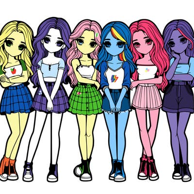 a group of girls realistic