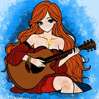 beautiful girl playing the guitar