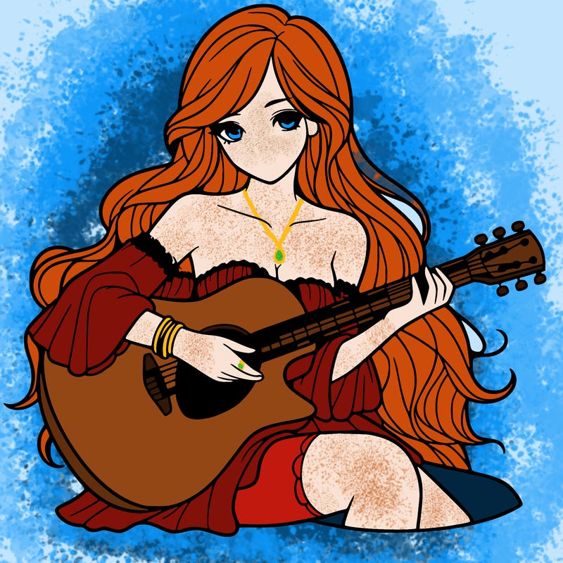 beautiful girl playing the guitar