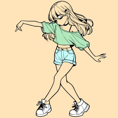 realistic girl danceing