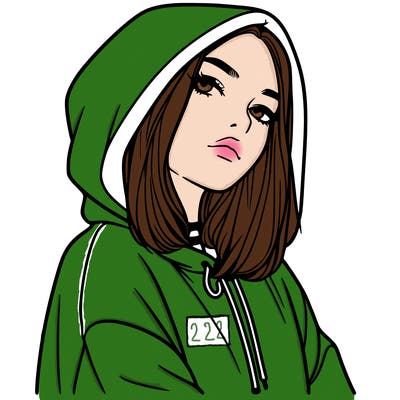 a realistic girl in a hoodie
