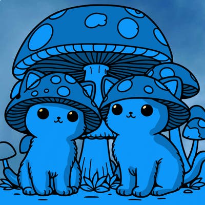 cats with mushroom hat