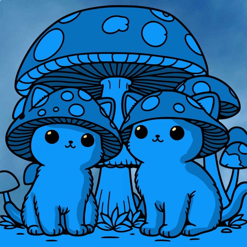 cats with mushroom hat