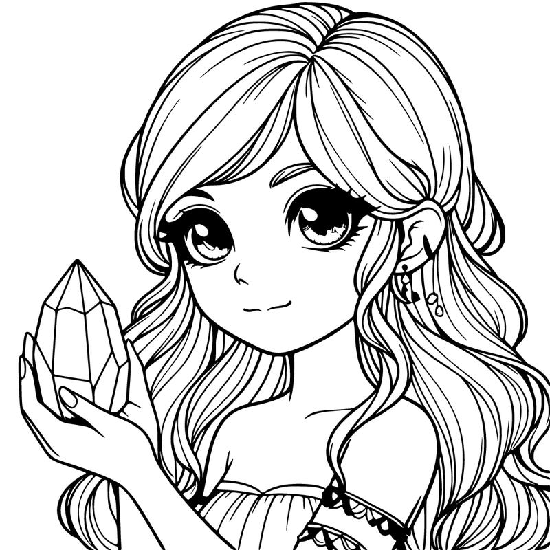 realistic girl with a mystical crystal