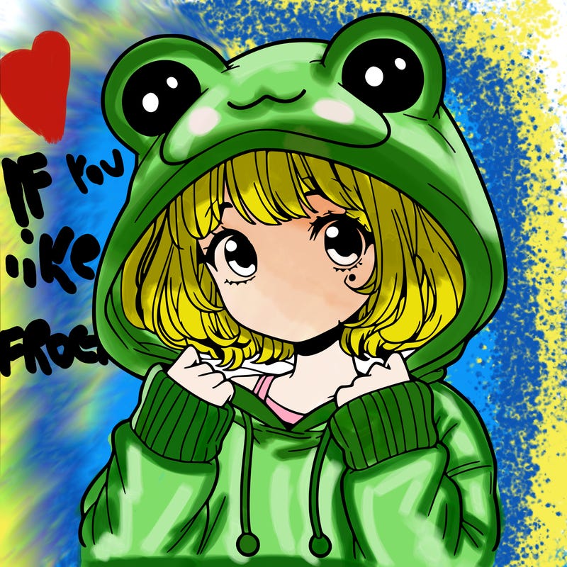 a cute teenage girl wearing a frog hoodie