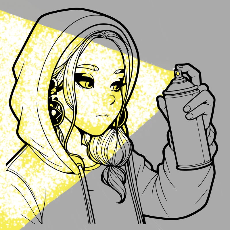 a realistic girl, spray painting