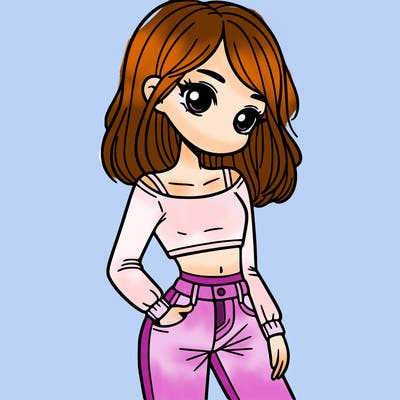 girl teenager with a crop top and flare jeans