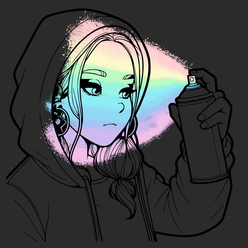 a realistic girl, spray painting