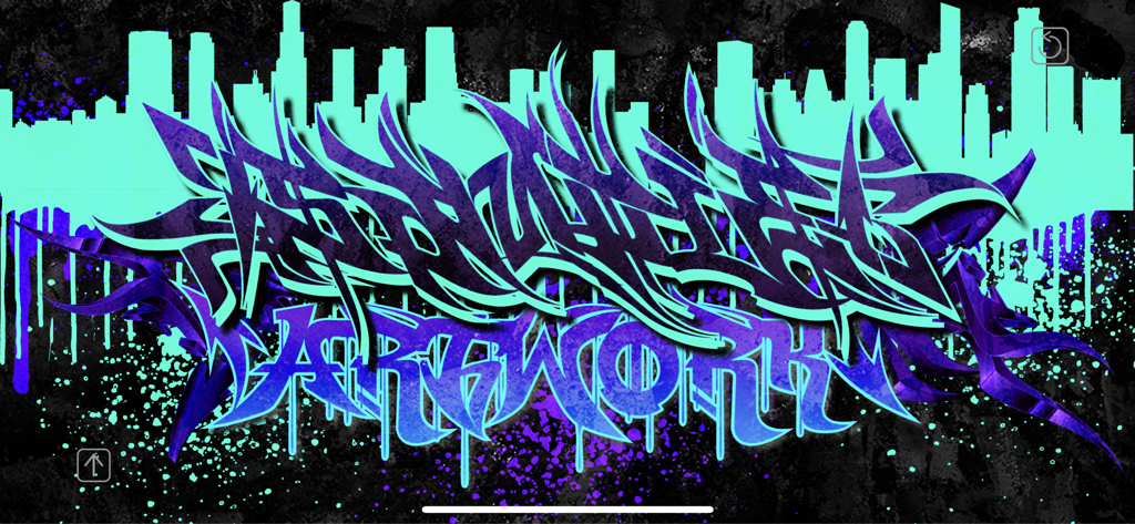 Graffiti Fonts - Graffwriter - Wildstyle graffiti text with a teal city skyline background