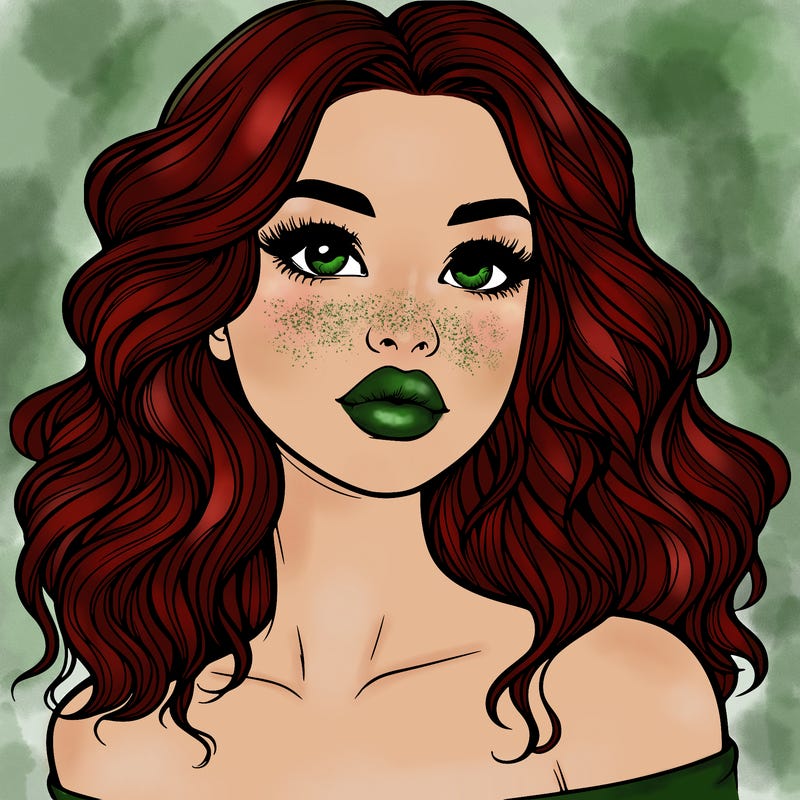 realistic girl with wavy hair and lips
