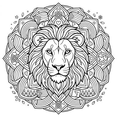Embrace strength and unity with this stunning Lion Mandala coloring page, artfully blended with symbols of Pride Month. Dive into a meditative experience as you bring this powerful design to life.