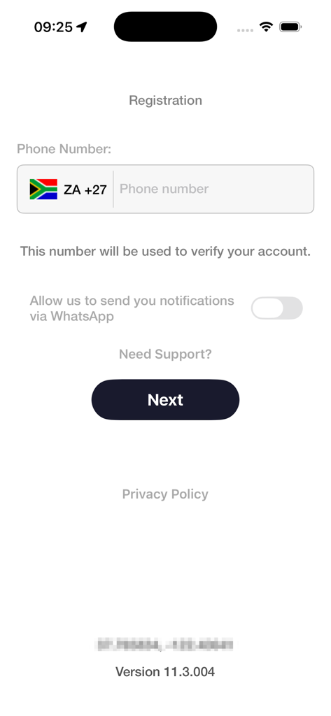 Cloudsell Cloud Secure - Cloudsell Cloud Secureアプリの登録画面。電話番号の入力が表示されています。
