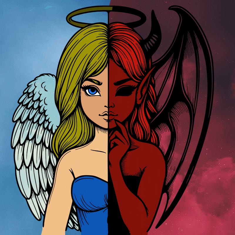 realistic angel half demon