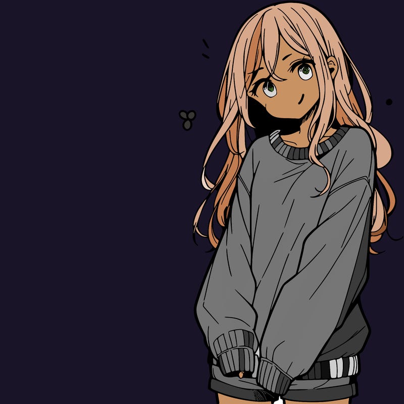 manga teen girl  in a sweater and baggy pants