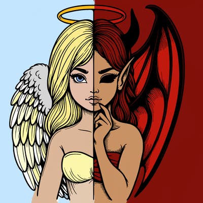 realistic angel half demon