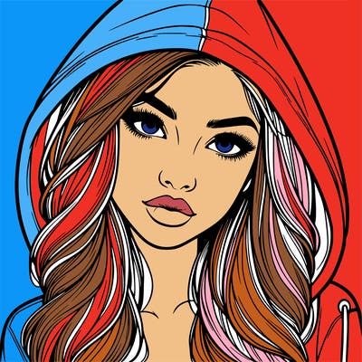 realistic beautiful girl with a hood on