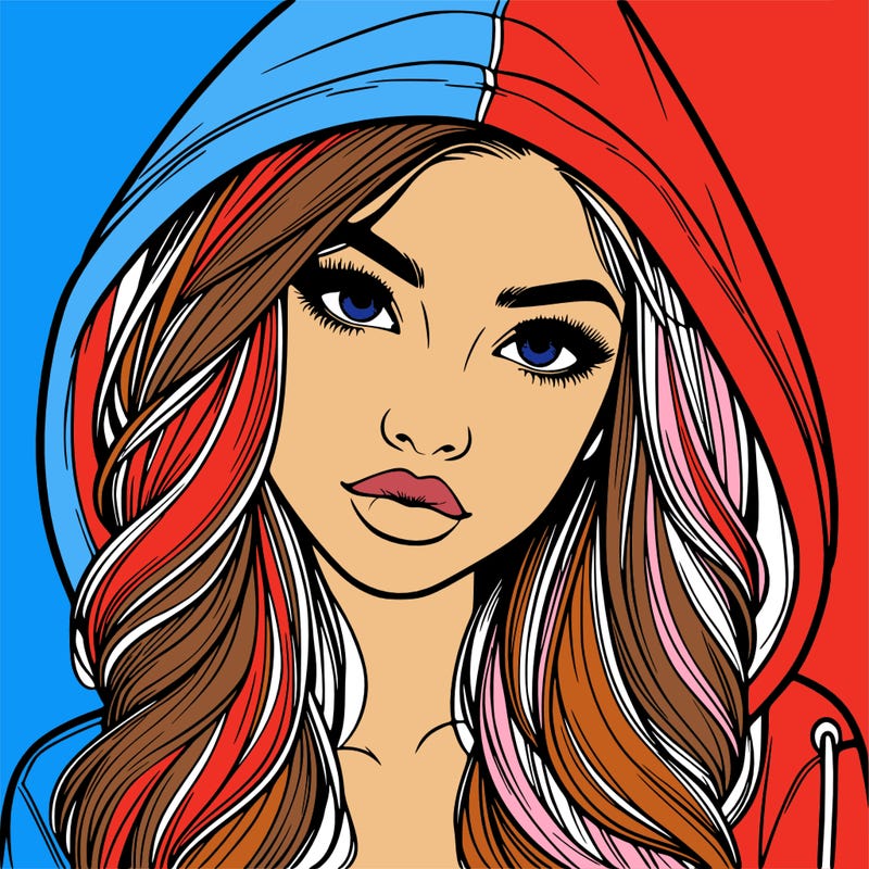 realistic beautiful girl with a hood on