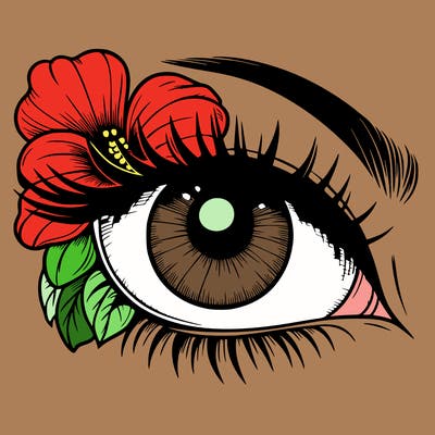 realistic eye with flower