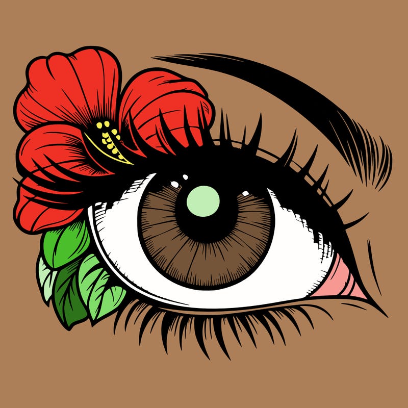realistic eye with flower