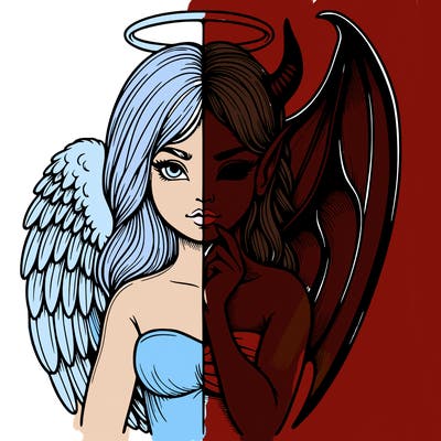 realistic angel half demon