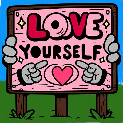 a sign where it is written: love yourself