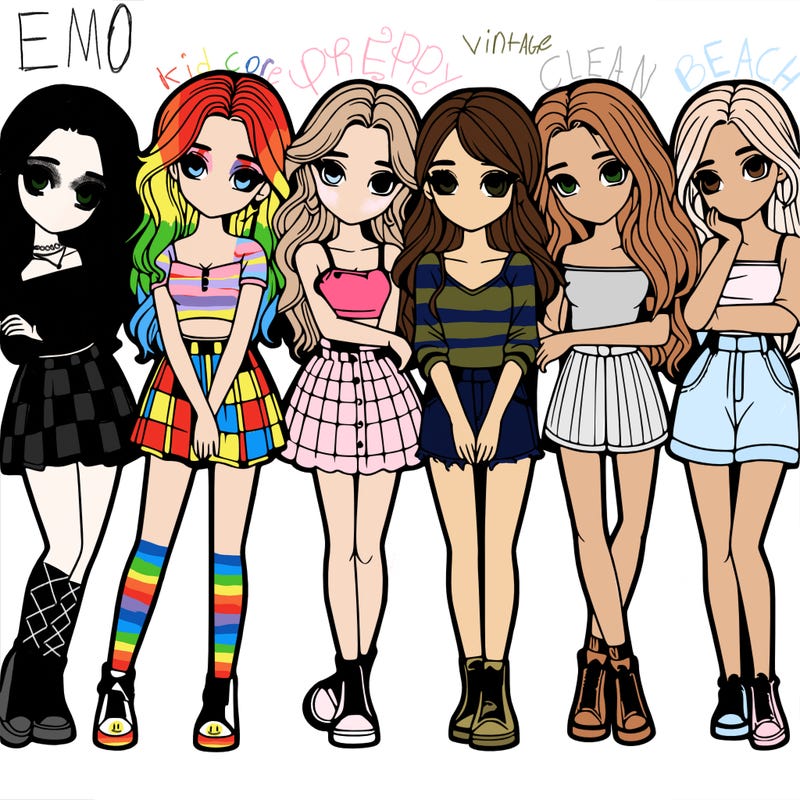 a group of girls realistic