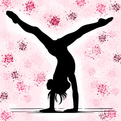 realistic gymnastic hand stand girl in four splits