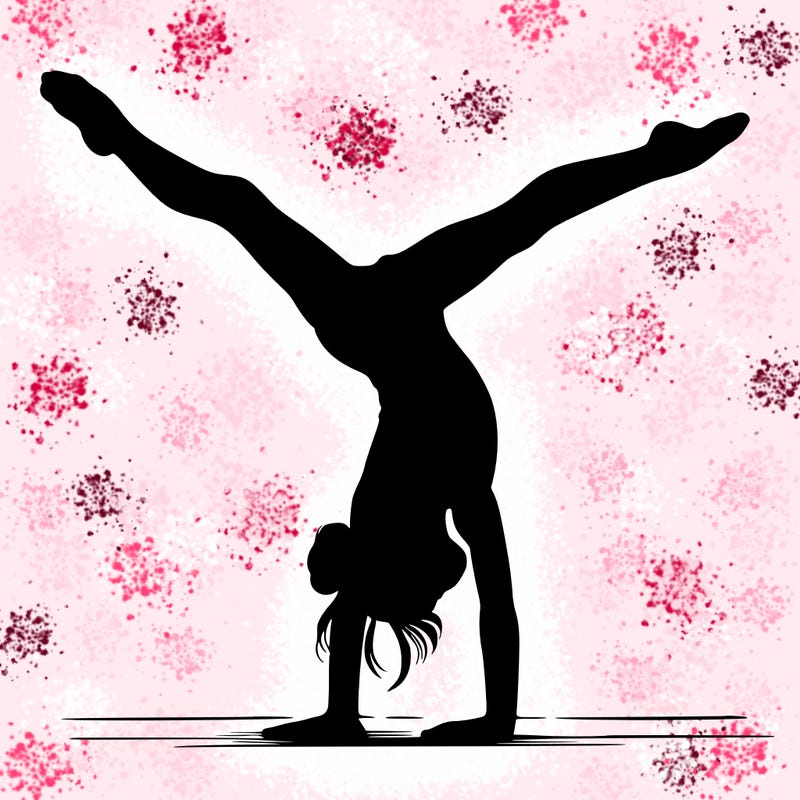 realistic gymnastic hand stand girl in four splits