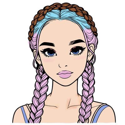 realistic girl with braids