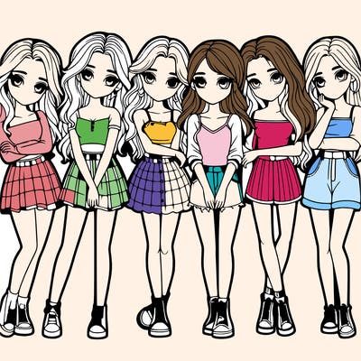 a group of girls realistic