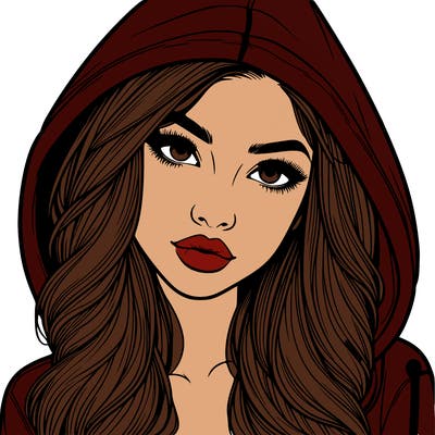 realistic beautiful girl with a hood on