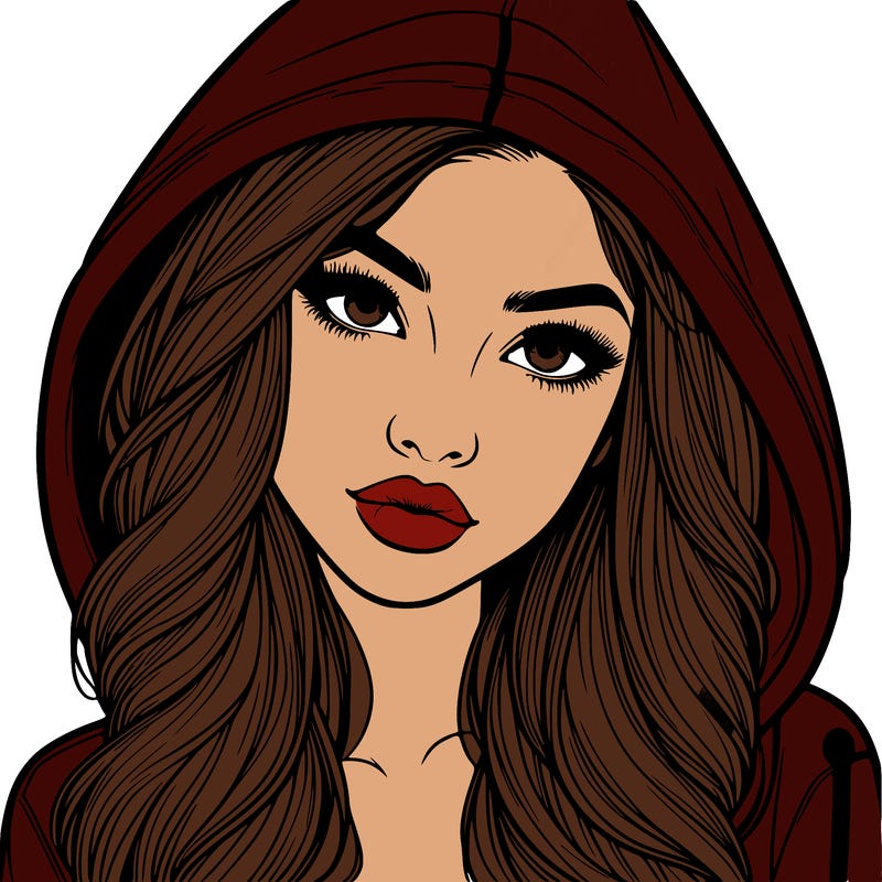 realistic beautiful girl with a hood on
