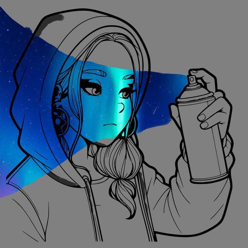 a realistic girl, spray painting