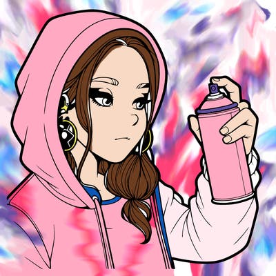 a realistic girl, spray painting