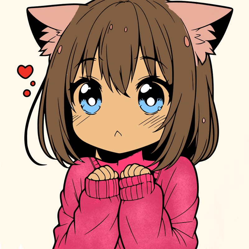 shy anime catgirl