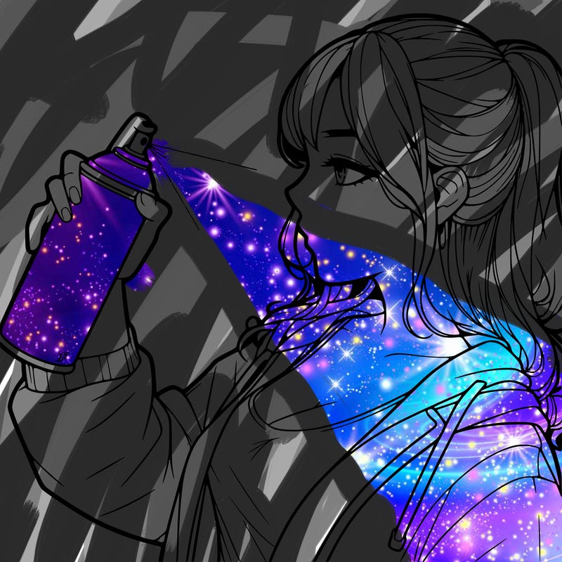 a realistic girl spray, painting