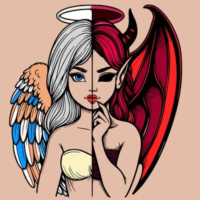 realistic angel half demon