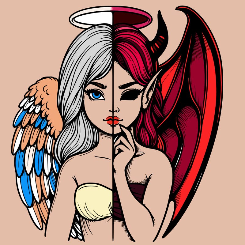 realistic angel half demon