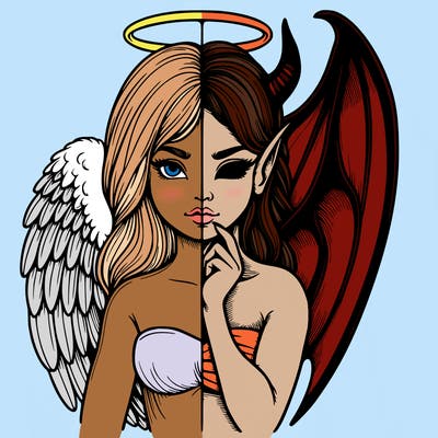 realistic angel half demon