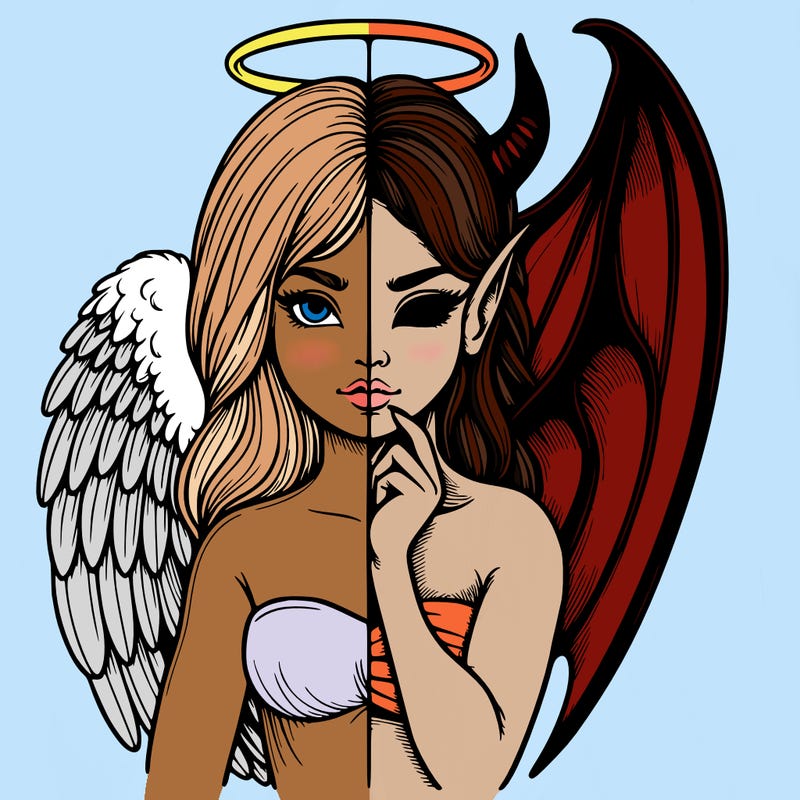 realistic angel half demon