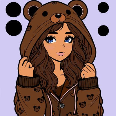 realistic girl in a animal pjs hoodie