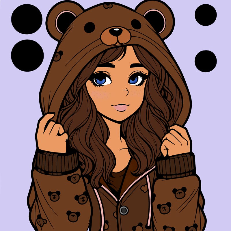 realistic girl in a animal pjs hoodie