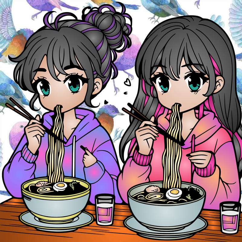 girls eating ramen