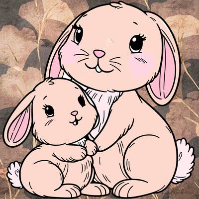 baby bunny with mama bunny