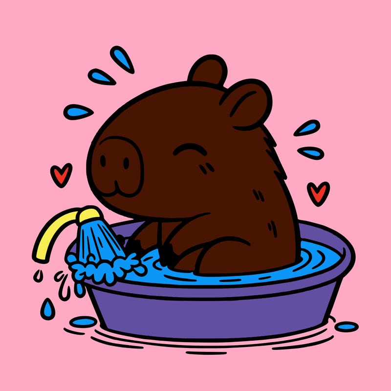 capybara taking a bath