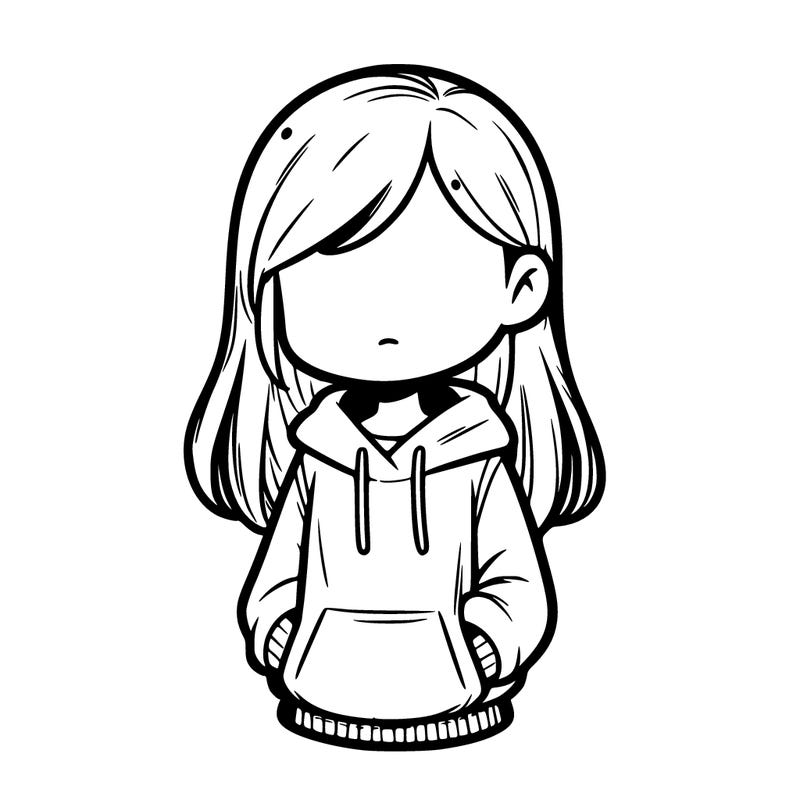 girl and a sweatshirt that is cartoon looking